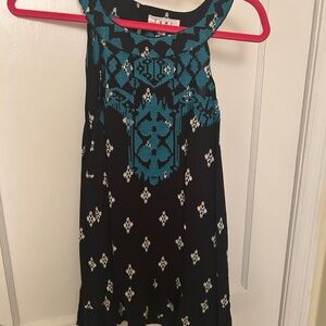 THML Black and Teal Patterned Dress